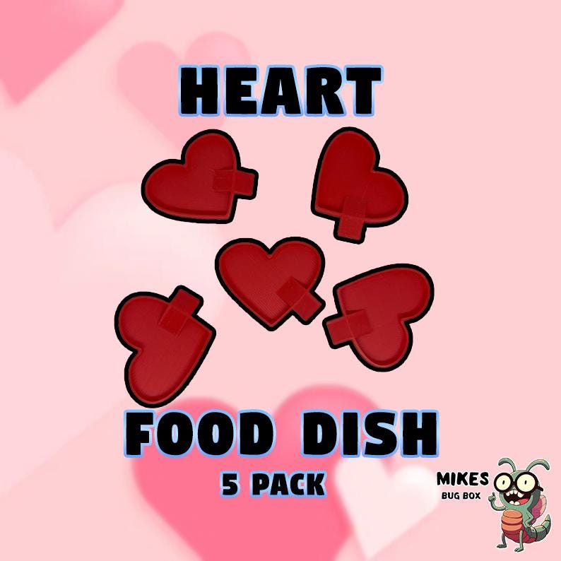 Heart Isopod Food/Water Bowl | Gecko Calcium Dish | 5 PACK