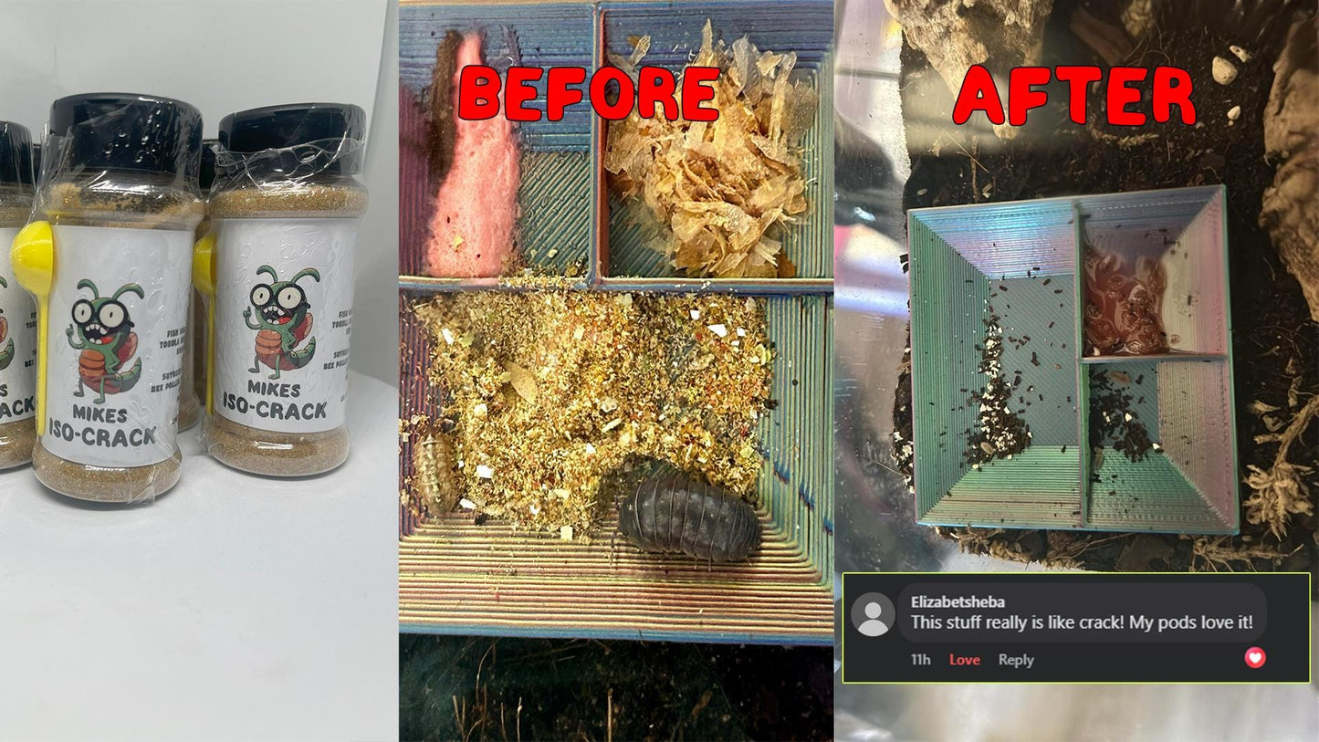 Mikes Iso-Crack | Isopod Food, Isopod Treat, Premium Bug Food, Insect Food, Arthropod Diet, Pod, Springtail Food, Springtail Diet, Bioactive
